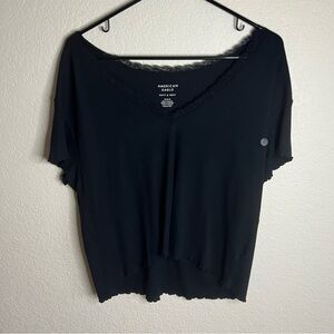 American Eagle Black Ribbed Short Sleeve Shirt